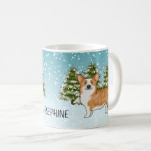 Red Pembroke Welsh Corgi Winterwald Weihnachten
