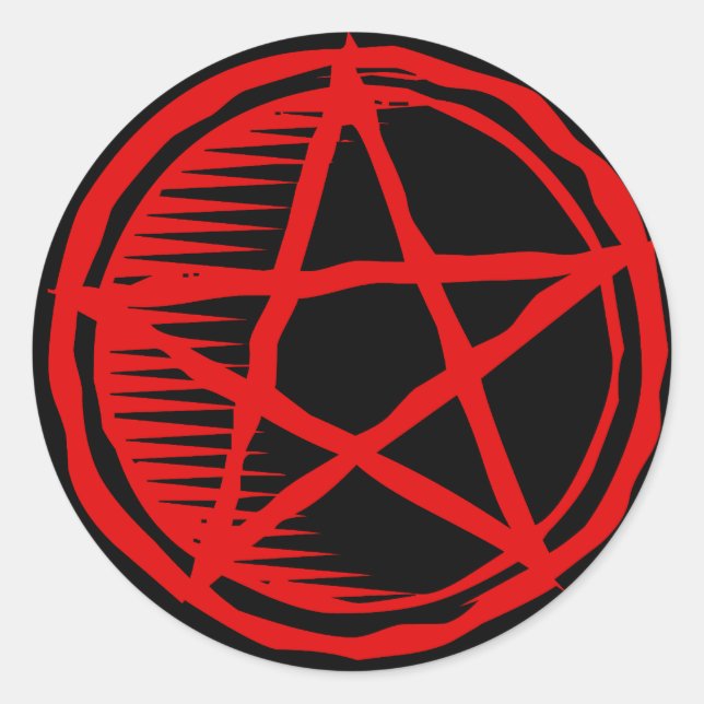 Red Pentagram Runder Aufkleber (Vorderseite)
