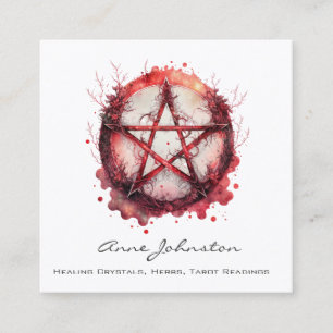 Red Pentagram Square Business Card Quadratische Visitenkarte
