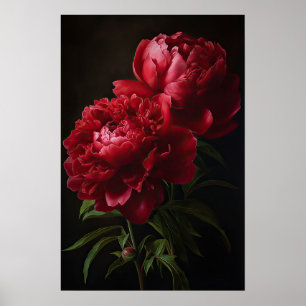 Red Peongs Blume Art Print Poster