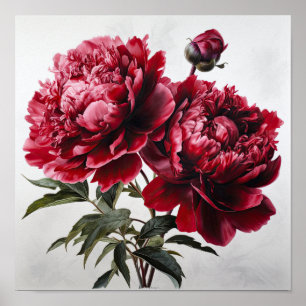 Red Peongs Blume Art Print Poster