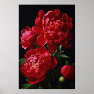 Red Peongs Blume Art Print Poster