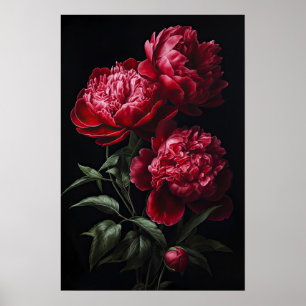 Red Peongs Blume Art Print Poster
