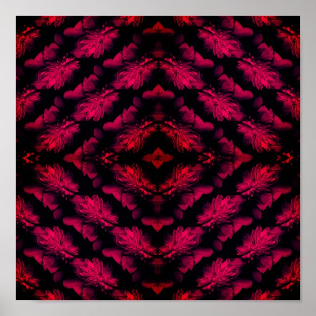 Red Peonies Abstrakte Blumenkunst Poster (Vorne)