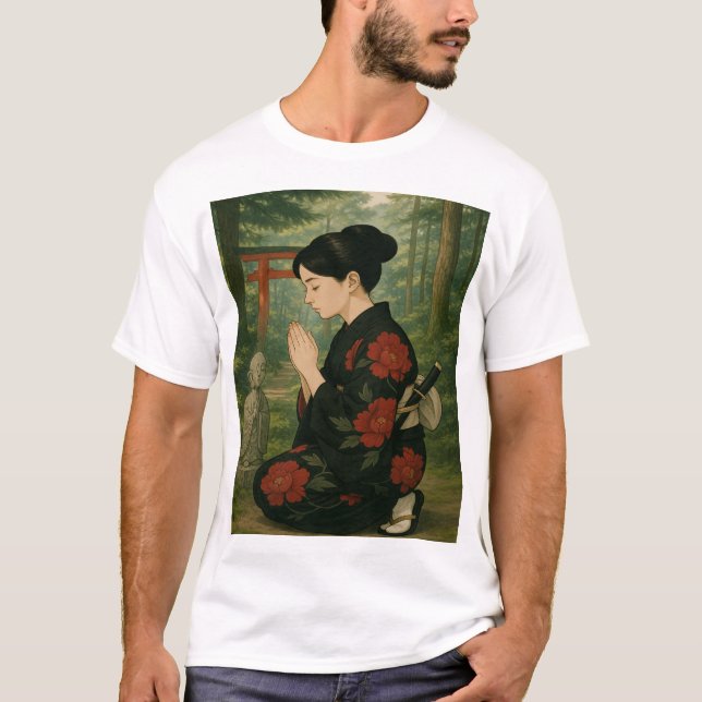 Red Peonies and Reverence T-Shirt (Vorderseite)