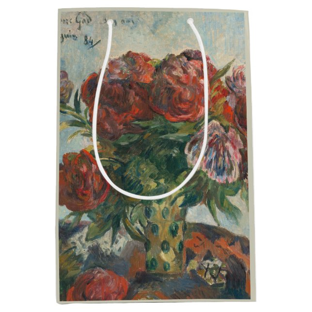 Red Peonies Blume Paul Gaugin Art Mittlere Geschenktüte (Vorderseite)