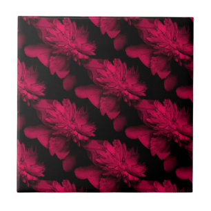 Red Peonies Floral Art Tile Fliese