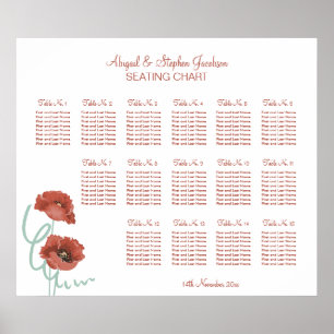 Red Peonies Hochzeitsdiagramm Poster