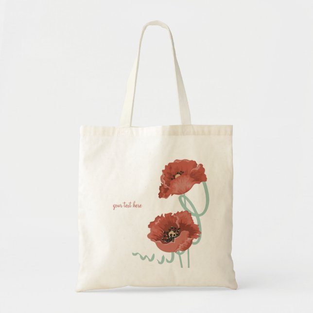 Red Peonies Personalisiert Canvas Bag Tragetasche (Vorne)