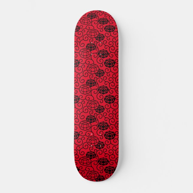 Red Peonies Skateboard (Vorderseite)