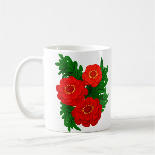 Red Peonies Tasse