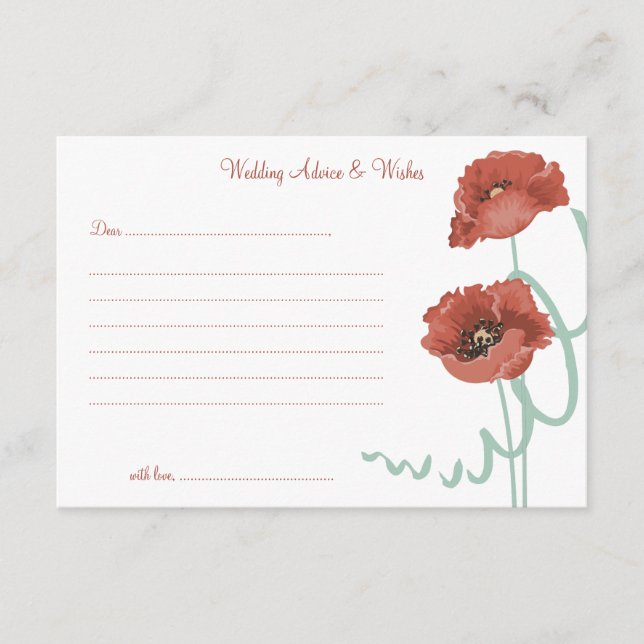 Red Peonies Wedding Advisory & Wish Cards Hinweiskarte (Vorderseite)