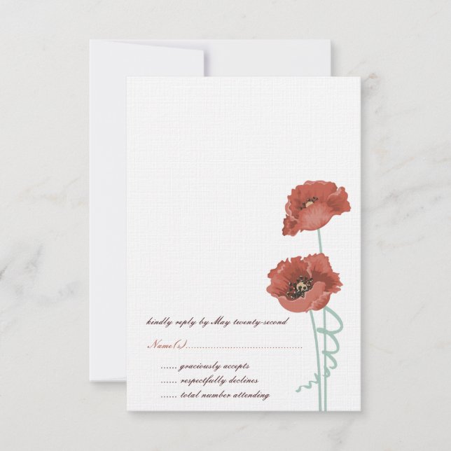 Red Peonies Wedding RSVP Cards (Vorderseite)