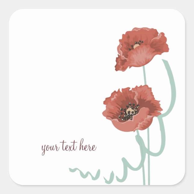 Red Peonies Wedding Stickers (Vorderseite)