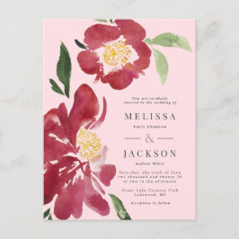 Red Peonies Weditation Blush Postkarte