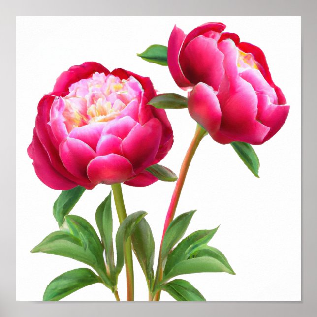 Red Peony Blume Art Print Poster (Vorne)