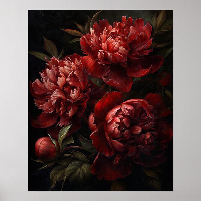 Red Peony Blume Art Print Poster (Vorne)