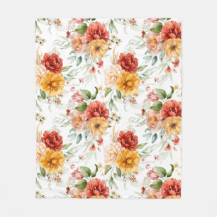 Red Peony Blume Bouquet Pattern Fleecedecke