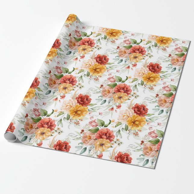 Red Peony Blume Bouquet Pattern Geschenkpapier (Ungerollt)