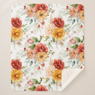 Red Peony Blume Bouquet Pattern Sherpadecke