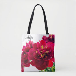 Red Peony Blumen Tote Tasche