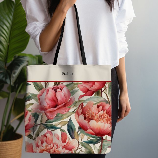 Red Peony Bold Floral (Red Peony Tote)