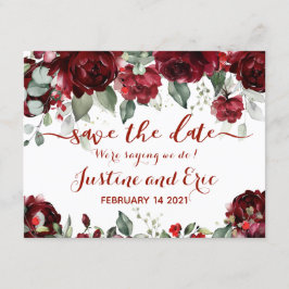Red Peony Epiphany Wedding Save the Date Postcard Begleitkarte