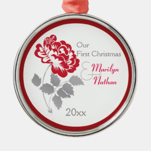 Red Peony First Christmas Keepake Ornament
