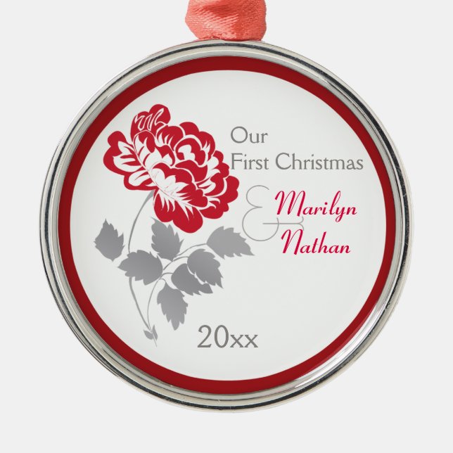 Red Peony First Christmas Keepake Ornament (Vorne)
