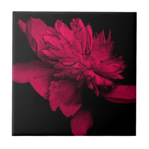 Red Peony Floral Art Fliese