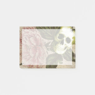 Red Peony Steampunk Skull Ephemera Post-it Klebezettel