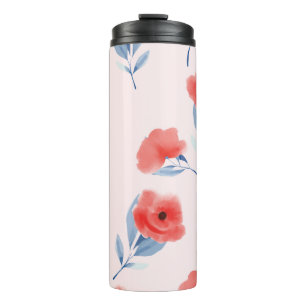 Red Peony Watercolor Nahtloses Muster Thermosbecher
