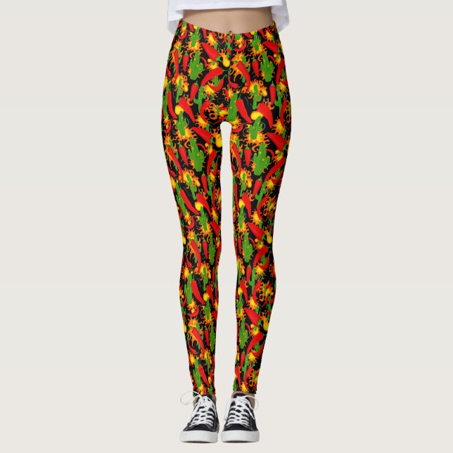 Red Pepper Chili Cook Off Fun Feinschmecker Leggings (Vorderseite)