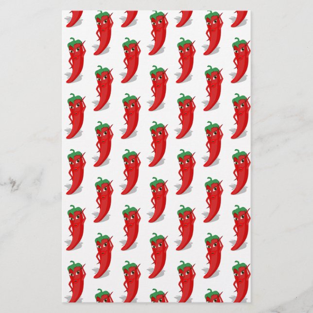 Red Pepper Diva Cartoon Pattern Briefpapier (Vorderseite)