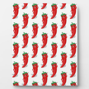 Red Pepper Diva Cartoon Pattern Fotoplatte