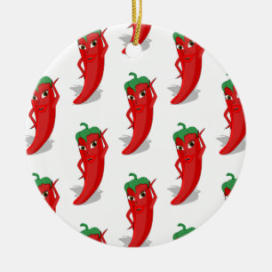 Red Pepper Diva Cartoon Pattern Keramik Ornament