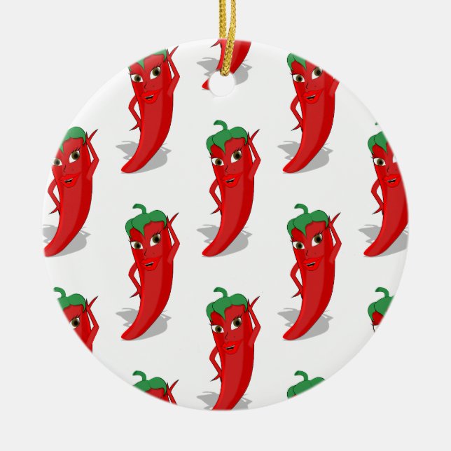 Red Pepper Diva Cartoon Pattern Keramik Ornament (Vorne)
