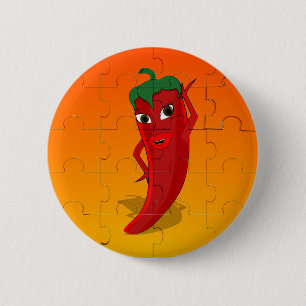 Red Pepper Diva Jigsaw Puzzle Button