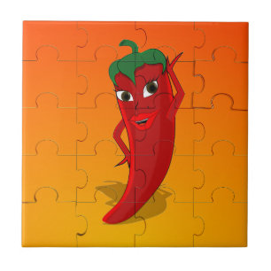Red Pepper Diva Jigsaw Puzzle Fliese