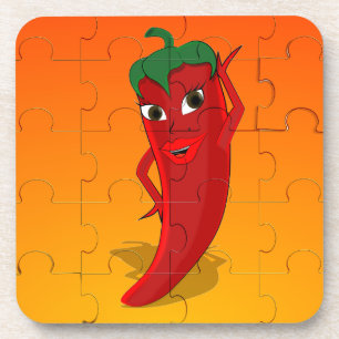 Red Pepper Diva Jigsaw Puzzle Getränkeuntersetzer