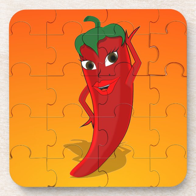 Red Pepper Diva Jigsaw Puzzle Getränkeuntersetzer (Vorderseite)