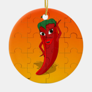 Red Pepper Diva Jigsaw Puzzle Keramik Ornament