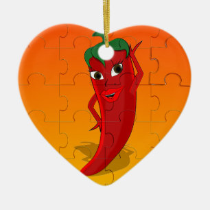 Red Pepper Diva Jigsaw Puzzle Keramik Ornament