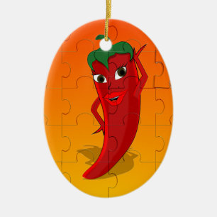 Red Pepper Diva Jigsaw Puzzle Keramikornament