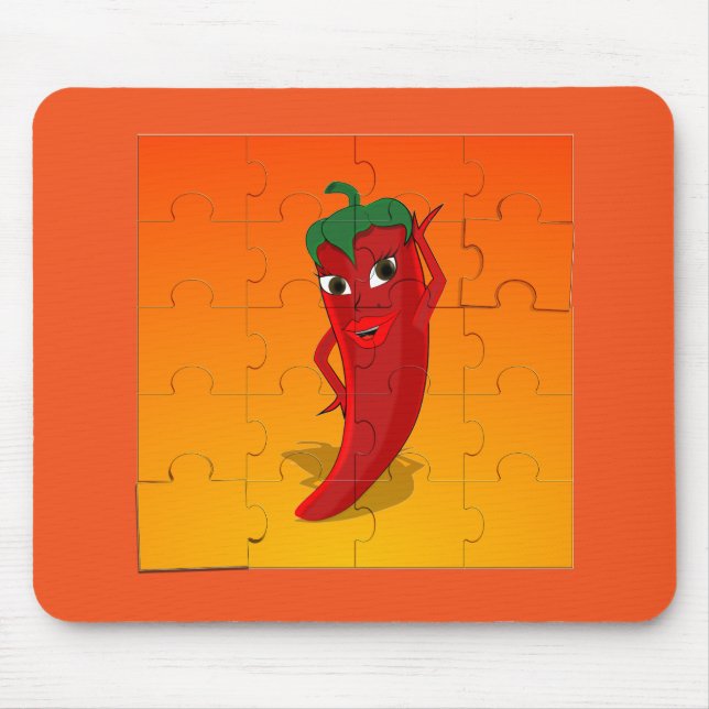 Red Pepper Diva Jigsaw Puzzle Mousepad (Vorne)