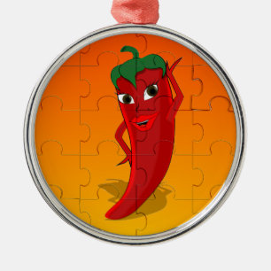 Red Pepper Diva Jigsaw Puzzle Ornament Aus Metall