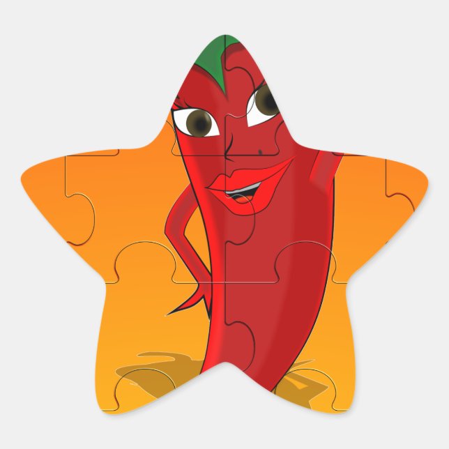 Red Pepper Diva Jigsaw Puzzle Stern-Aufkleber (Vorderseite)