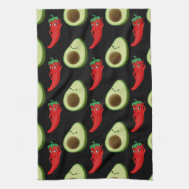 Red Pepper Diva Niedlich Green Avocado Cartoon Pat Geschirrtuch