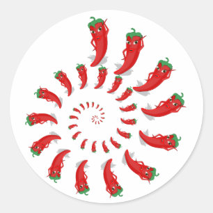 Red Pepper Diva Spiral Classic Round Sticker