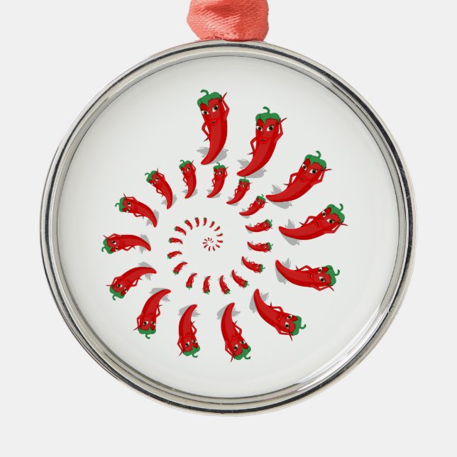 Red Pepper Diva Spiral Ornament Aus Metall (Vorne)